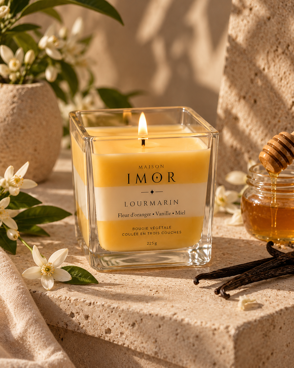 Bougie parfumée Lourmarin et coffret Maison IMOR -bougie artisanale de Provence